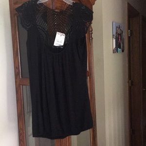 Black short sleeve shirt with lacy top
